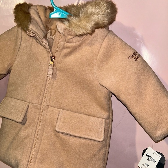 NEW $60 Osh Kosh Baby Girls' Sweet Faux Wool Jacket Dress Coat - Picture 3 of 5